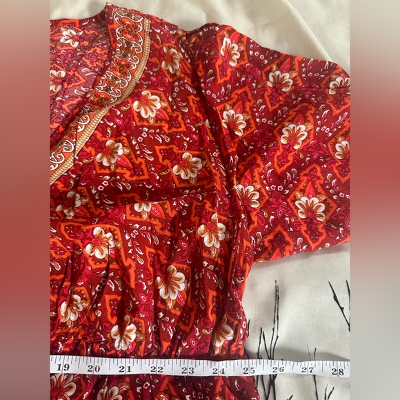 SHEIN CURVE+ Vacation Style Flower Overlap V-Neck Ruffle Short Sleeve Dress, 3X - Picture 13 of 16